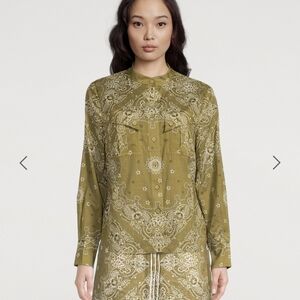 Zimmermann Olive Green Paisley Button-Down Shirt